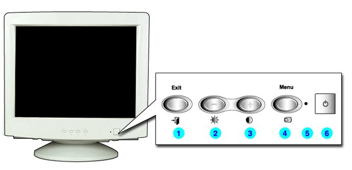 11 Introduction Front 1. Exit button : Use this button to Exit the active menu or the OSD. 2,3 Adjust buttons : These buttons allow you to highlight and adjust items in the menu. 4.
