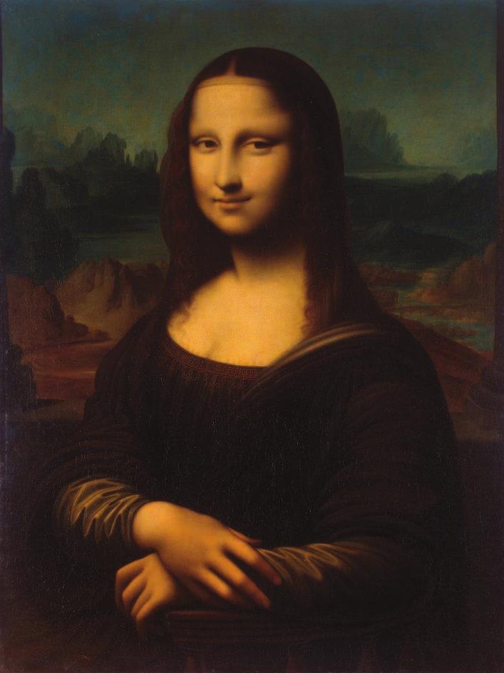 Slika 2: Mona Liza - olje na platnu, visoka renesansa (Da Vinci, 1506) Leonardo je z izjemno občutljivostjo s slikanjem na sliki 2 poskušal izraziti tridimenzionalno globino glave Mona Lize (Letze,