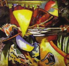 Slika 8: Improvizacija 11 - olje na platnu, abstrakcija (Kandinsky, 1910) Rumena barva je za Kandinskega pomenila razigranost. V svojem duhu jo je zagledal, kadar je zaslišal kakšen živahen zvok.