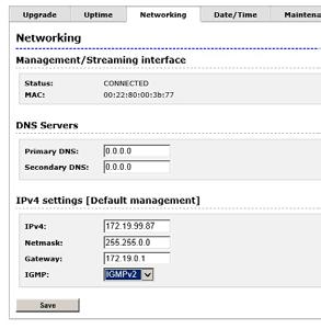 To get correct restart date and time, make sure that settings in Date &Time menu are correct NETWORKING This section shows current IP-address, Netmask and Gateway settings.