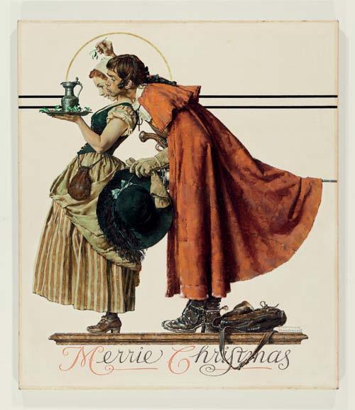 Norman Rockwell, Under the Mistletoe (Merrie Christmas), (aka Colonial Couple Under Mistletoe), cover