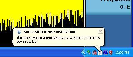 Installation Procedure 7. The signal analyzer will automatically consume the License File.