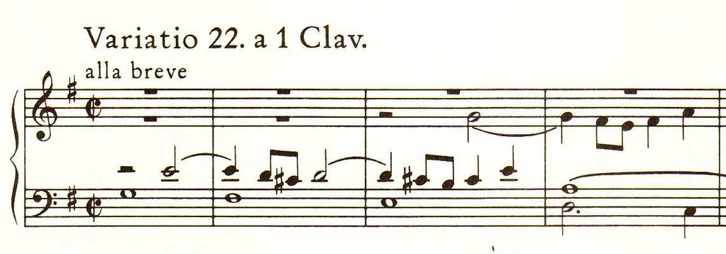 Motivic correlation: Variations X & XXII are unified by such features as the stile antico and the feeling of alla breve.
