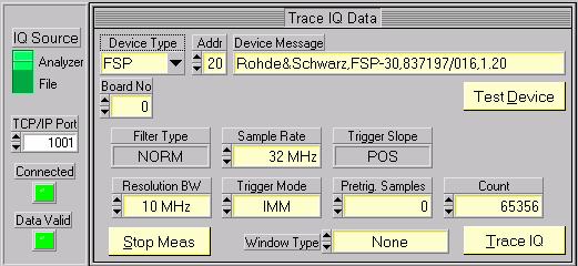 9. Change the IQ SOURCE in IQWIZARD to ANALYZER, press the TRACE IQ button