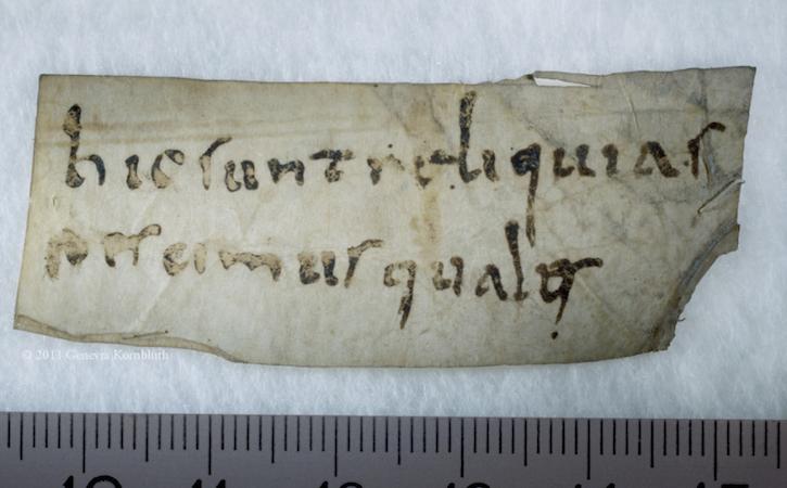 Sens CT Library, J 36 (Chartaire 156), 9th century, photo Genevra Kornbluth source Interestingly, these small, scrappy slips of parchment were sometimes sold to clients.