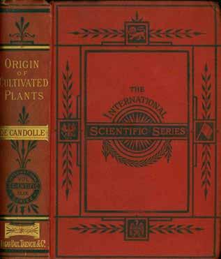 18 de Candolle, Alphonse. ORIGIN OF CULTIVATED PLANTS. Cr. 8vo, First Edition; pp. [ii], [iv](adv.), x, 468, 40(adv.