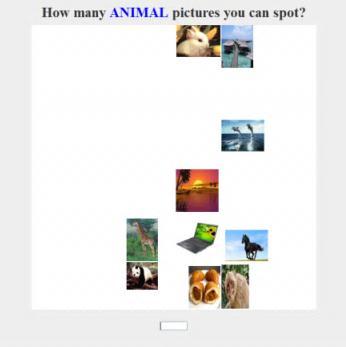 Visual search task In this task, the participants were asked to count the number of images that contained animals carefully and as fast as possible and to type their answer using the number pad on