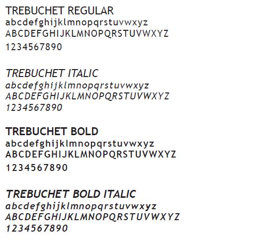 4.PROGRAMME TYPOGRAPHY Trebuchet MS was chosen as the primary programme font because of its wide availability.