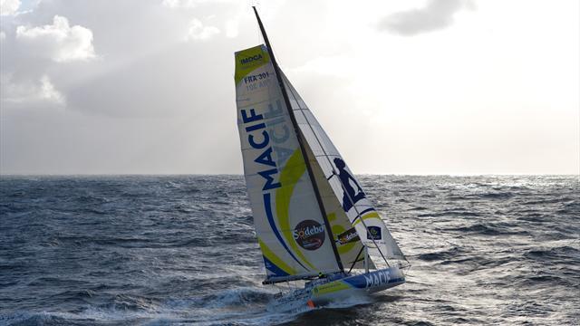The picture shows François Gabart on his boat. He won this challlenge in 78 days. The second was Armel Le Cléac'h.