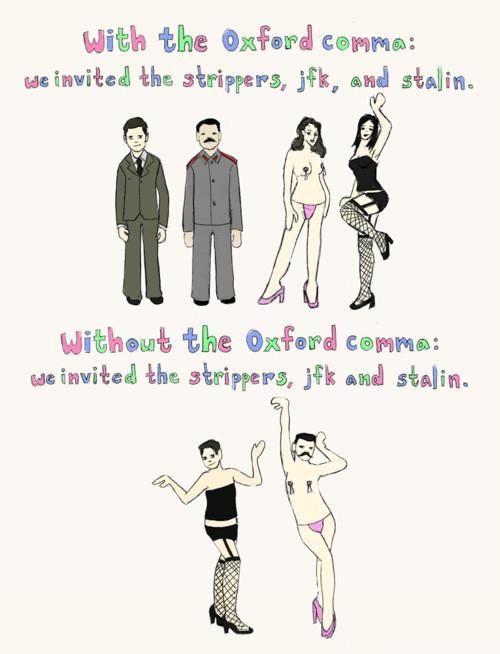 Use a comma to separate items in a list. The Oxford Comma!