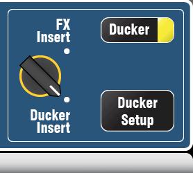 Balance between the unaffected (dry) signal and the effect (wet) using the D/W control in the FX screen. Channel Ducker You can insert a ducker into input channels or groups.