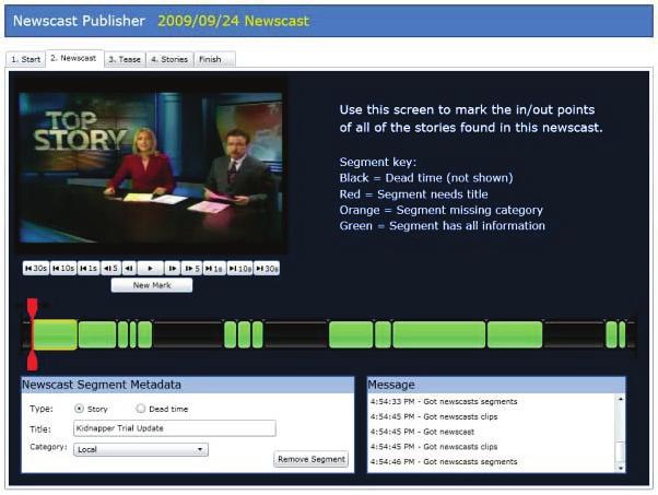 Figure 7: Providers control the annotation process Figure 8: Playback of the interactive newscast Bunn has developed a web technology-based, interactive news