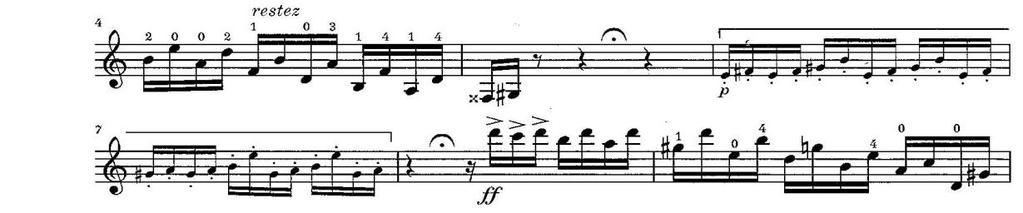 Figure 5, Bach (mm 29-30) Figure 6, Ysaÿe (mm 6-7) The smallest excerpt that will be viewed is one measure in length.