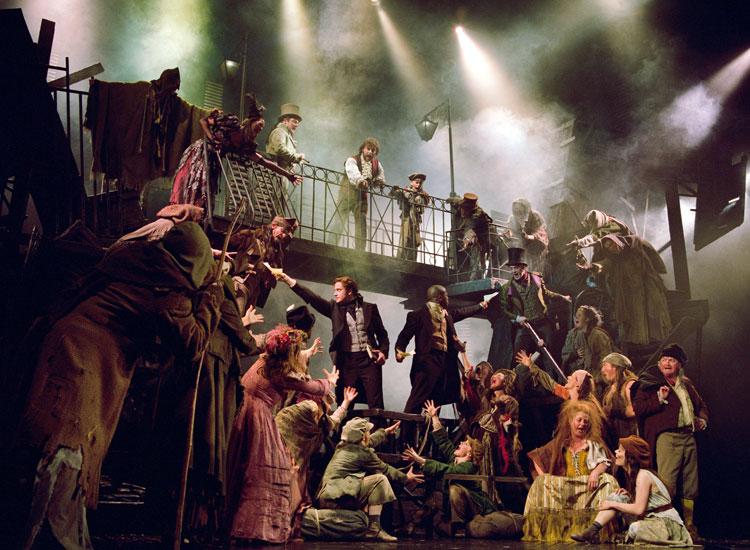 Figure 4.10: Realist set with rock-inspired lighting design for Les Misérables. Photo by Michael Le Poer Trench Cameron Macintosh Ltd. Figure 4.