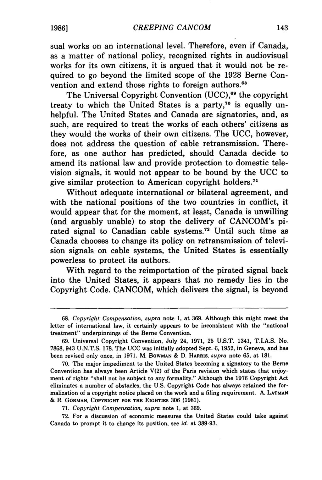 1986] CREEPING CANCOM sual works on an international level.
