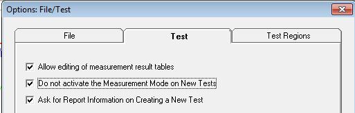 This can be done if the option "Do not Activate Measurement Mode on New Test" is selected in the