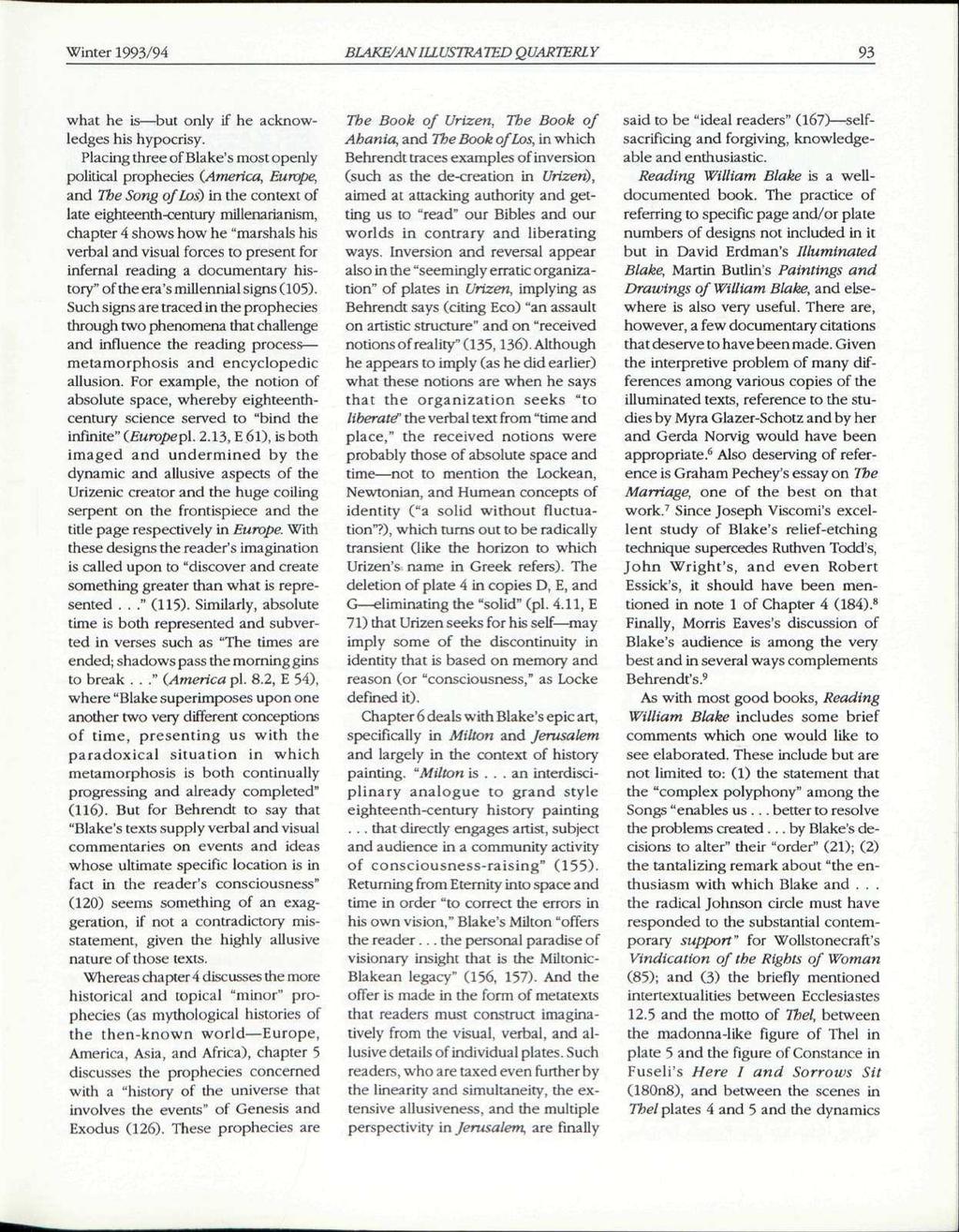 Winter 1993/94 BLAKE/AN ILLUSTRATED QUARTERLY 93 what he is but only if he acknowledges his hypocrisy.