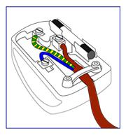 If a plug without a fuse is used, the fuse at the distribution board should not be greater than 5A.