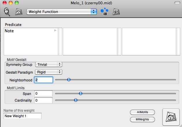 : The weight function menu. 1.