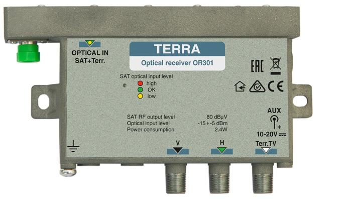 3 mm DC jack OR301M built-in 2x4 multiswitch OR301 virtual dual T Y P E OR301M OR301 Ordering number 03851 03852 Optical input Wavelength 1100-1650 nm Optical input level (OLC range) -15-5 dbm