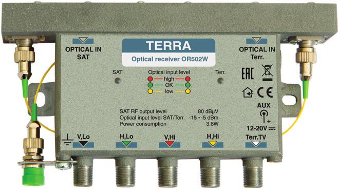 WDM diplexer Fiber optics 4 SAT IF distribution equipment Optical receivers compact optical receivers of 4 SAT IF and terrestrial TV signals built-in AGC system based on optical signal level built-in