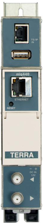 Channel processing equipment Modular reception system Quatro IP to 4 DVB modulators Converting of TSoIP input signal into 4 QAM/COFDM modulated DVB-C/T channels.