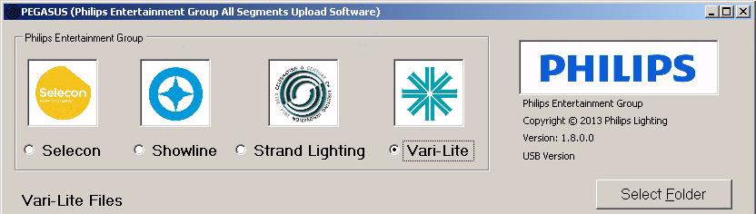 VARI LITE - VL4000 SPOT LUMINAIRE USER S MANUAL a. Select Vari-Lite for luminaire type (as shown in Figure 3-10.). A B Figure 3-10: PEGASUS Software Selection Screen b.