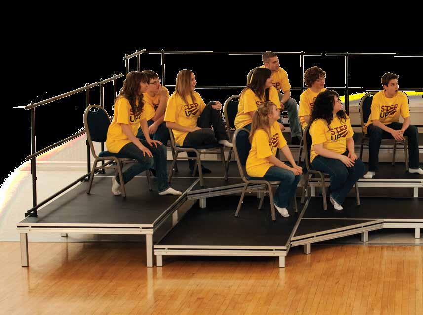 17 Seated Choral Risers Customize your riser layouts using Standard Sets of Straight and Pie Shaped Risers Use three tiered standard sets or building blocks in straight and pie shaped sections to