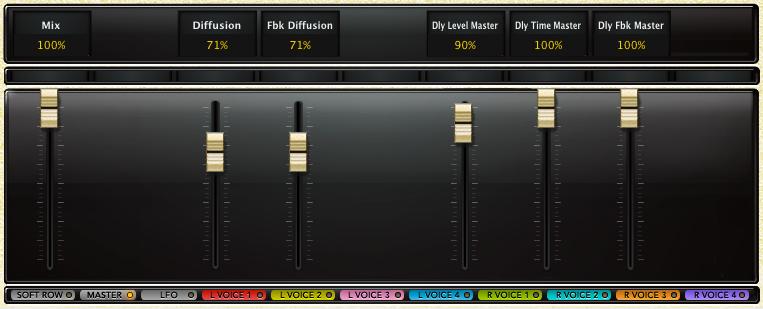 Master Edit Page The Master edit page is found in the following algorithms: Chorus, Dual Delay, MultiVoice Pitch, Resonant Chords and Random Delay.