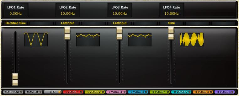 LFO Edit Page The LFO Edit page is available in the Chorus and Random Delay algorithms. To enter the LFO Edit page click the Edit button to display the edit page buttons, then click the LFO button.