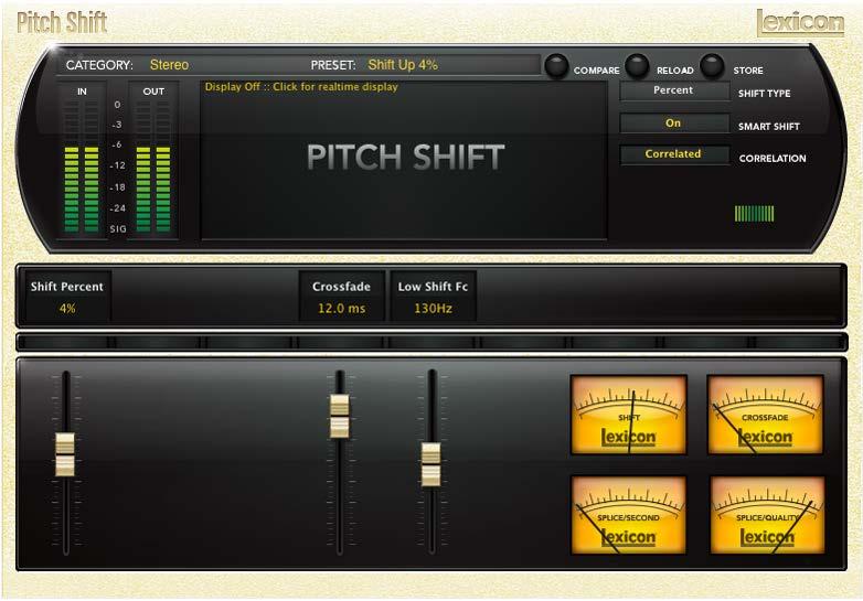Pitch Shift Edit Page The Pitch Shift Edit page is available only in the Pitch Shift algorithm and is the only page available in this algorithm.