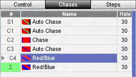 Editing a Chase Chases This option - Filter Audio does this Sets the chase to only play Intensity. In this mode the fixture colour settings will come from any other active scenes or channel settings.