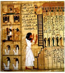 Figure 16 [34]. The page shows the decease before Osiris in the hereafter. It was written using the hieroglyphic script in vertical columns with a lot of funerary scenes. Figure17.