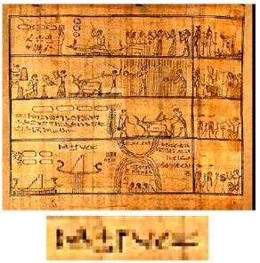 We have papyri examples covering the time span from 700 BC to 450 BC presented as follows: The first example is the book of dead of Khamhor from the 26th Dynasty (664-525 BC) in display in the