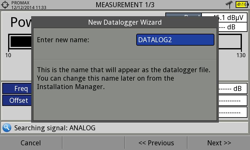 When creating a new datalogger through the wizard, the user can give a name to the
