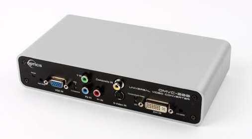 1. Multi-format converter, OMVC-200 Descriptions Opticis multi-format converter, OMVC-200 can accept various video signals such as DVI, VGA, Component video, S-video and Composite video as an input.