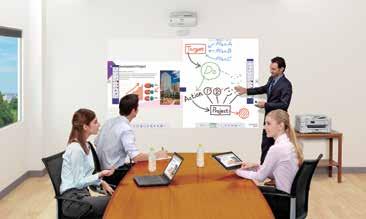 Multi-Location Interactivity Up to four interactive projectors in different locations can share the interactivity of the projector screen as long as they are connected to the same network, for