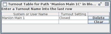 Paths Enter the turnout System or User Name and the setting that is required for this path. I used 'Manion Main 1', but it could have been 'LT201'.