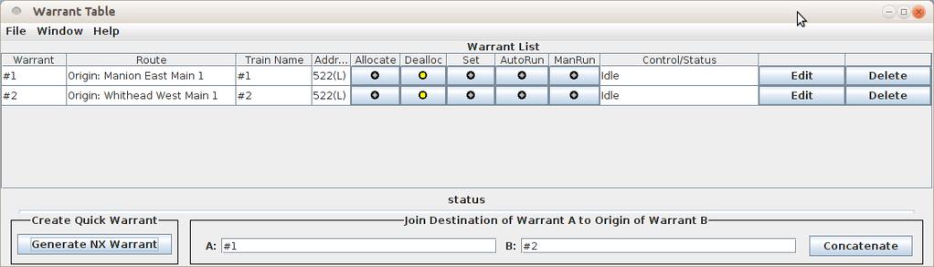 Warrants Join This box allows you to create a new Warrant by concatenating two existing Warrants.