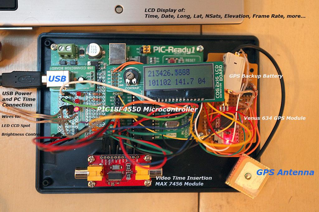 Modular construction PIC18F4550 mcontroller Venus 634 GPS module MAX 7456 Text insertion PIC Ready1 board GPS