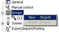 Handling DALI groups: The DALI Gateway can distinguish up to 32 different groups which are created and configured separately. Group 1 has already been created in the start view of the plug-in.
