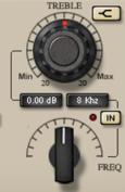 (+-20dB) Freq Selector: This control determines the frequency of the low portion of the equalizer.