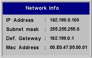 Subnet mask: Separates the address part of the IP address. Default gateway: The IP address of the local router.