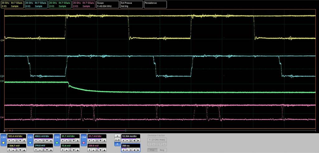Multiple sampling modes Sequential time sampling (STS) mode The oscilloscope samples after each trigger event with a regularly incrementing delay derived from an internal triggerable oscillator.