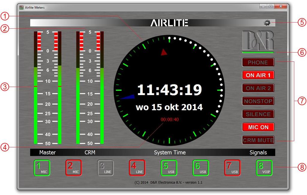 14.1 Introduction Airlite Meters is a software tool to let you as user monitor and control the Airlite console in an intuitive and user friendly manner.