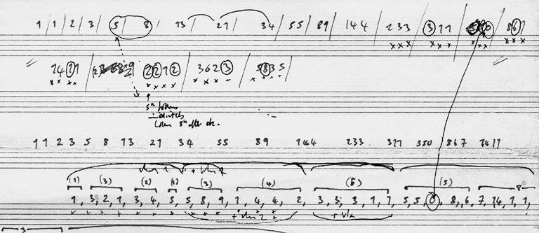 Plate 1: Brian Ferneyhough, Second String Quartet (1983), draft with sketches, p. [1] (Brian Ferneyhough Collection).