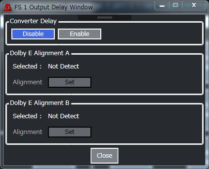 10-3-10. FS 1/2 Output Delay Click FS1 Output Delay or FS2 Output Delay in the Audio Block to display the following window.