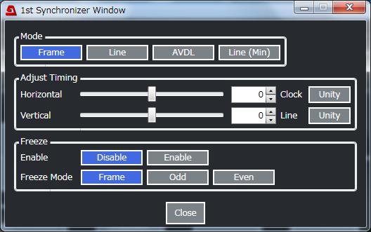 10-2-2. Synchronizer Click Synchronizer, Timecode1 or Synchronizer, Timecode2 in the Video Block to display the window as shown below.