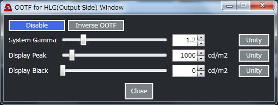 OOTF for HLG (Input Side/Output Side) (FA-96AHDR required) Available only when HLG BT.2100 is set for Input / Output Gamma Curve. Set to in other cases.