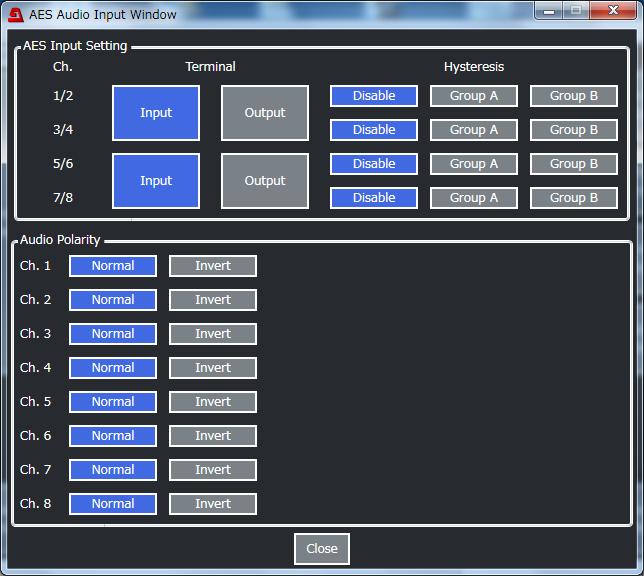 Demultiplex Clock Auto Auto Sync SDI Audio Clock Selects the audio de-embedding method for SDI input.